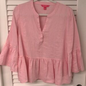 Linen light pink Lilly Pulitzer blouse - Rarely worn